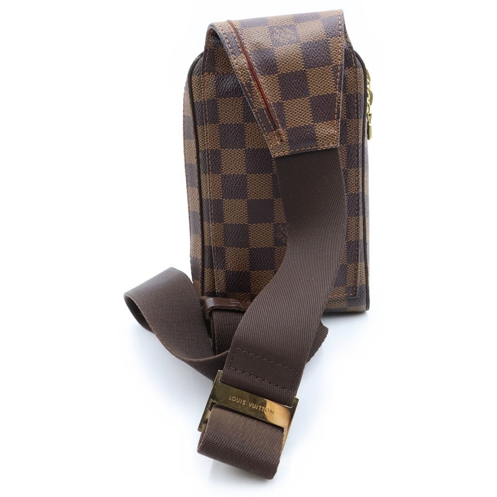 Louis Vuitton Damier Geronimos Shoulder Bag Brown Leather Gold — view 2