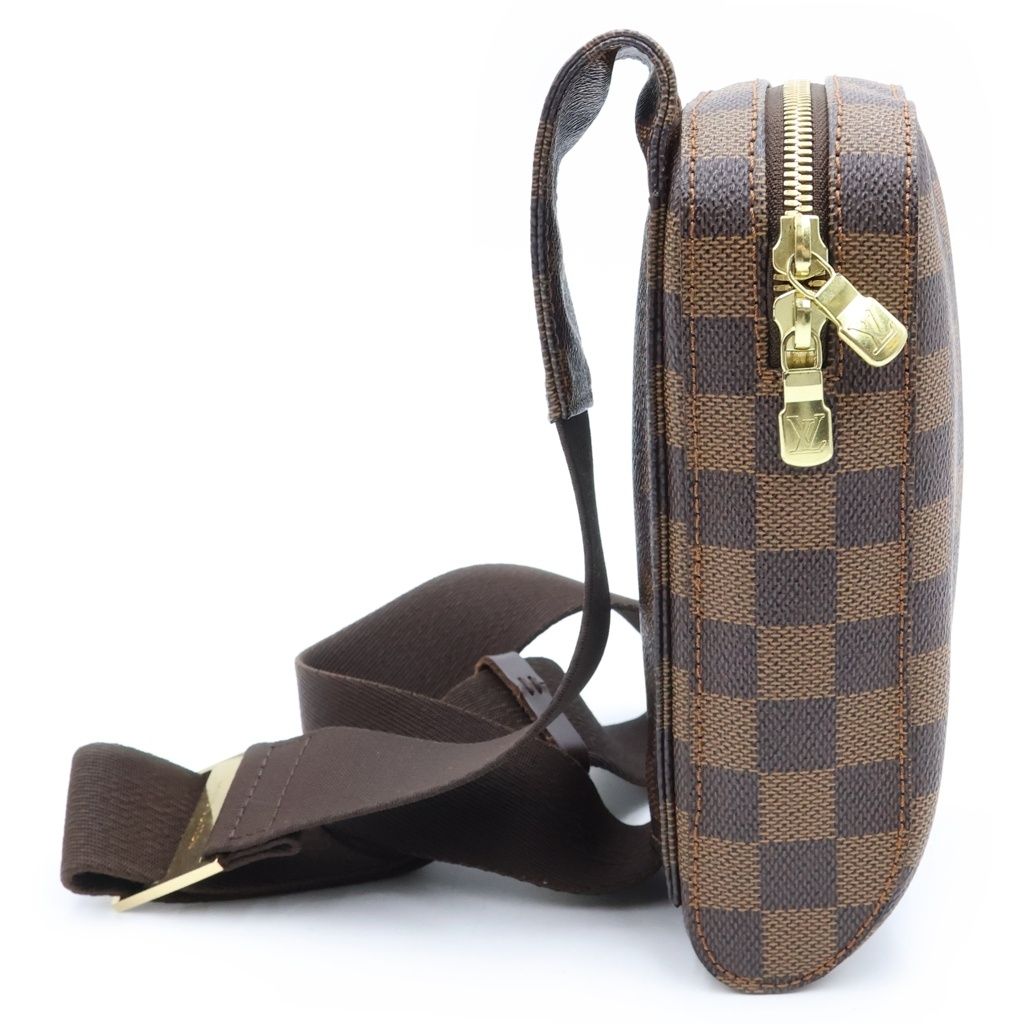 Louis Vuitton Damier Geronimos Shoulder Bag Brown Leather Gold — view 3