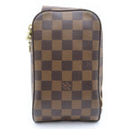Louis Vuitton Damier Geronimos Shoulder Bag Brown Leather Gold