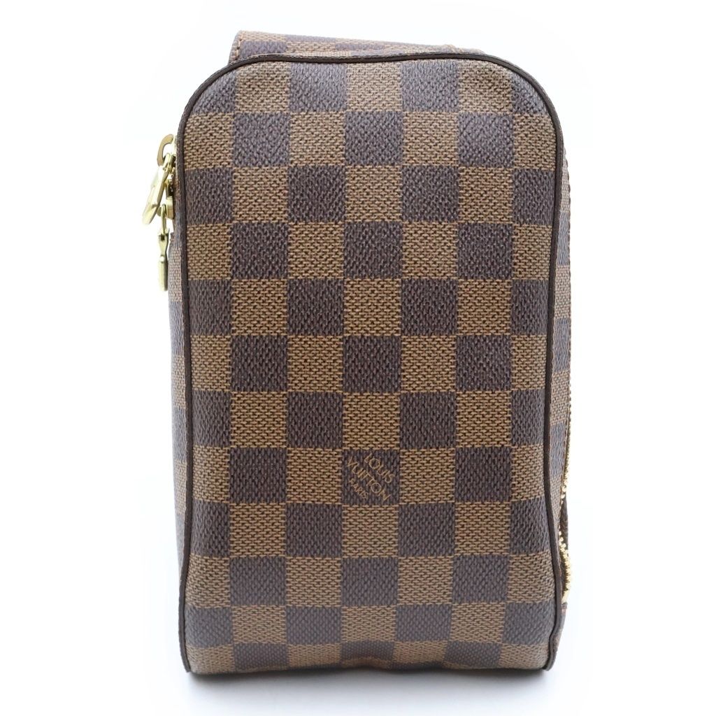 Louis Vuitton Damier Geronimos Shoulder Bag Brown Leather Gold
