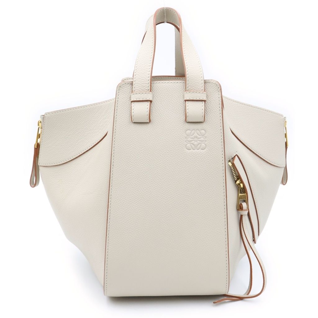 Loewe Hammock Medium 2-Way Shoulder Bag Ivory Off White Leather Gold