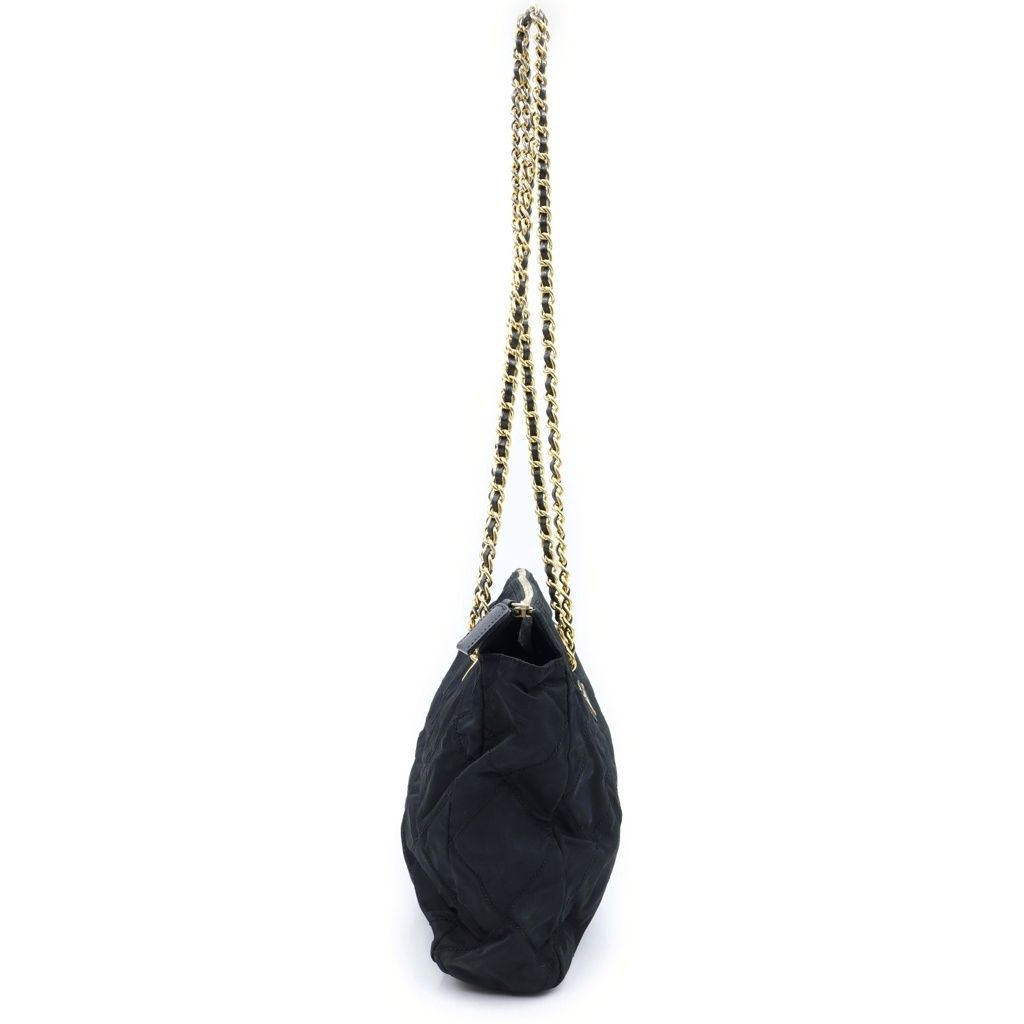 Prada Chain Tote Bag Black Nylon Gold — view 3