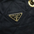 Prada Chain Tote Bag Black Nylon Gold — view 7