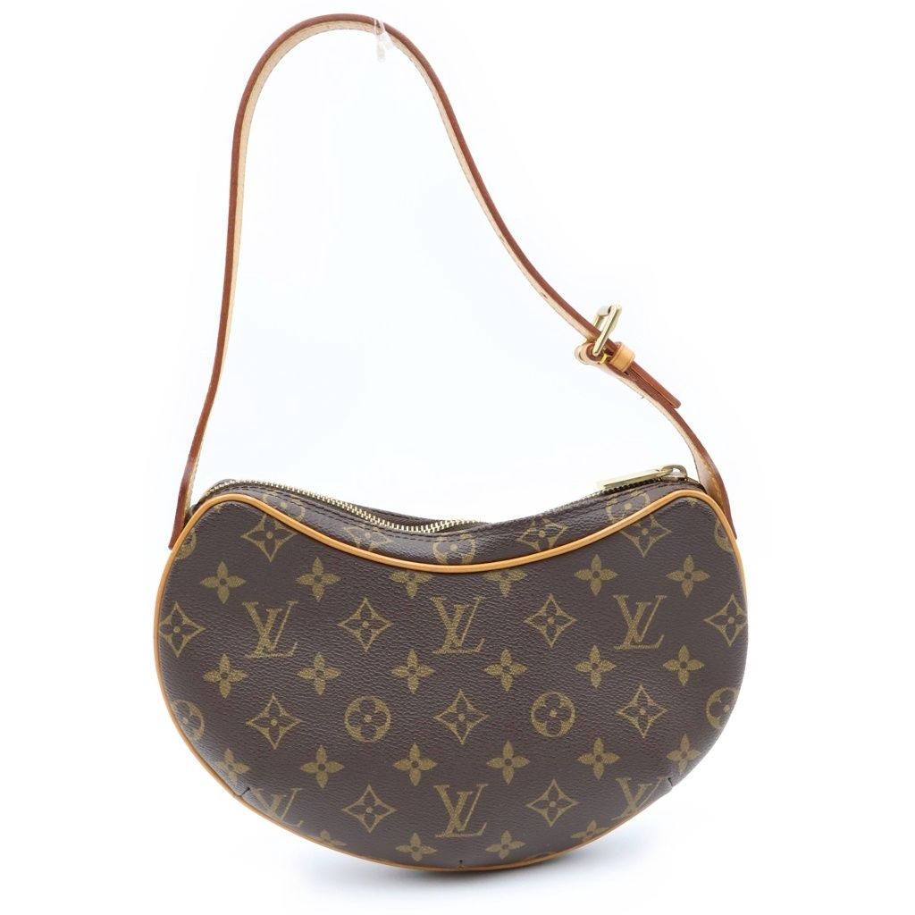 Louis Vuitton Monogram Pochette Croissant Bag Brown Leather Gold — view 2