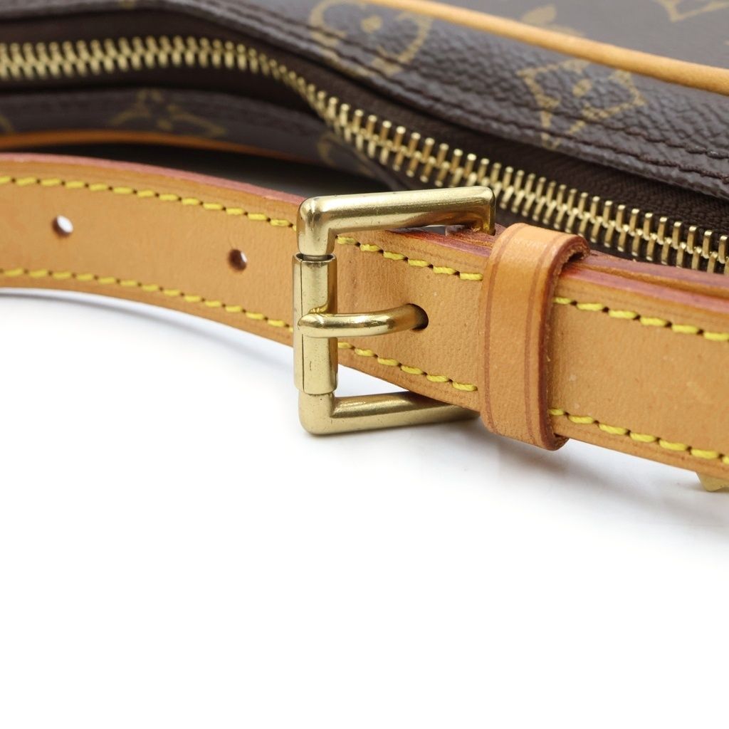 Louis Vuitton Monogram Pochette Croissant Bag Brown Leather Gold — view 7