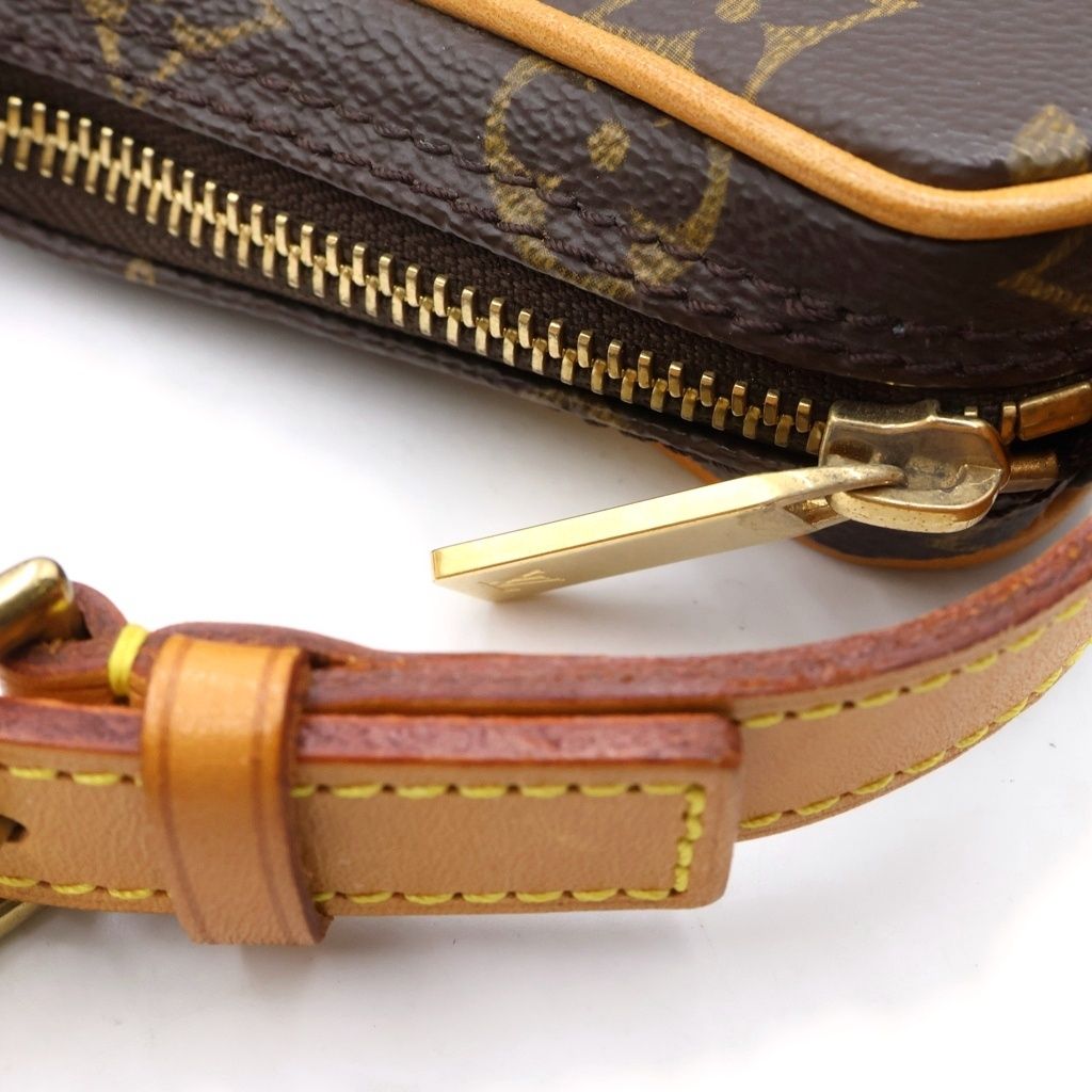 Louis Vuitton Monogram Pochette Croissant Bag Brown Leather Gold — view 6