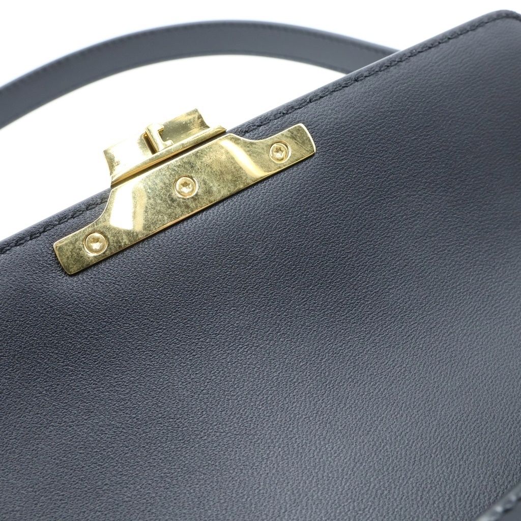 Celine Triomphe Shoulder Bag Black Shiny Calfskin Gold — view 7