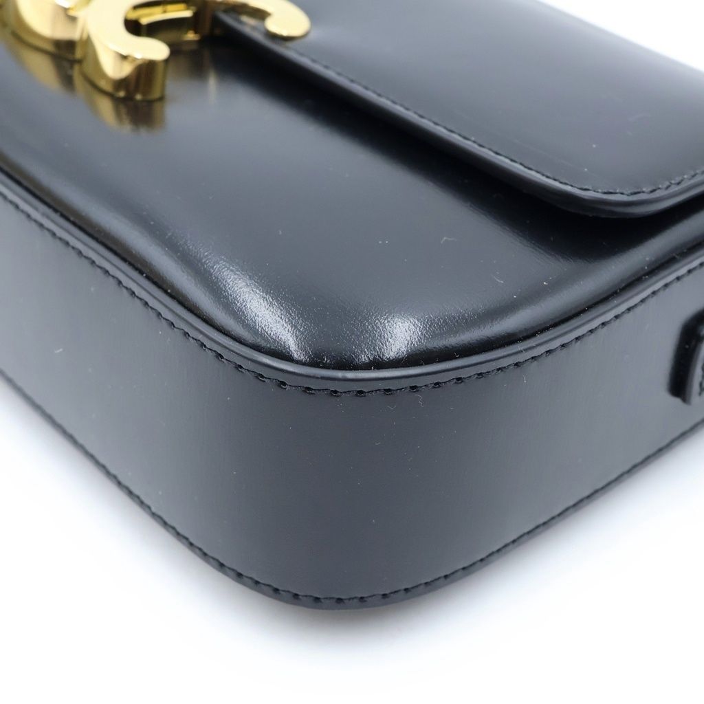 Celine Triomphe Shoulder Bag Black Shiny Calfskin Gold — view 5