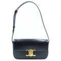 Celine Triomphe Shoulder Bag Black Shiny Calfskin Gold
