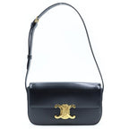 Celine Triomphe Shoulder Bag Black Shiny Calfskin Gold