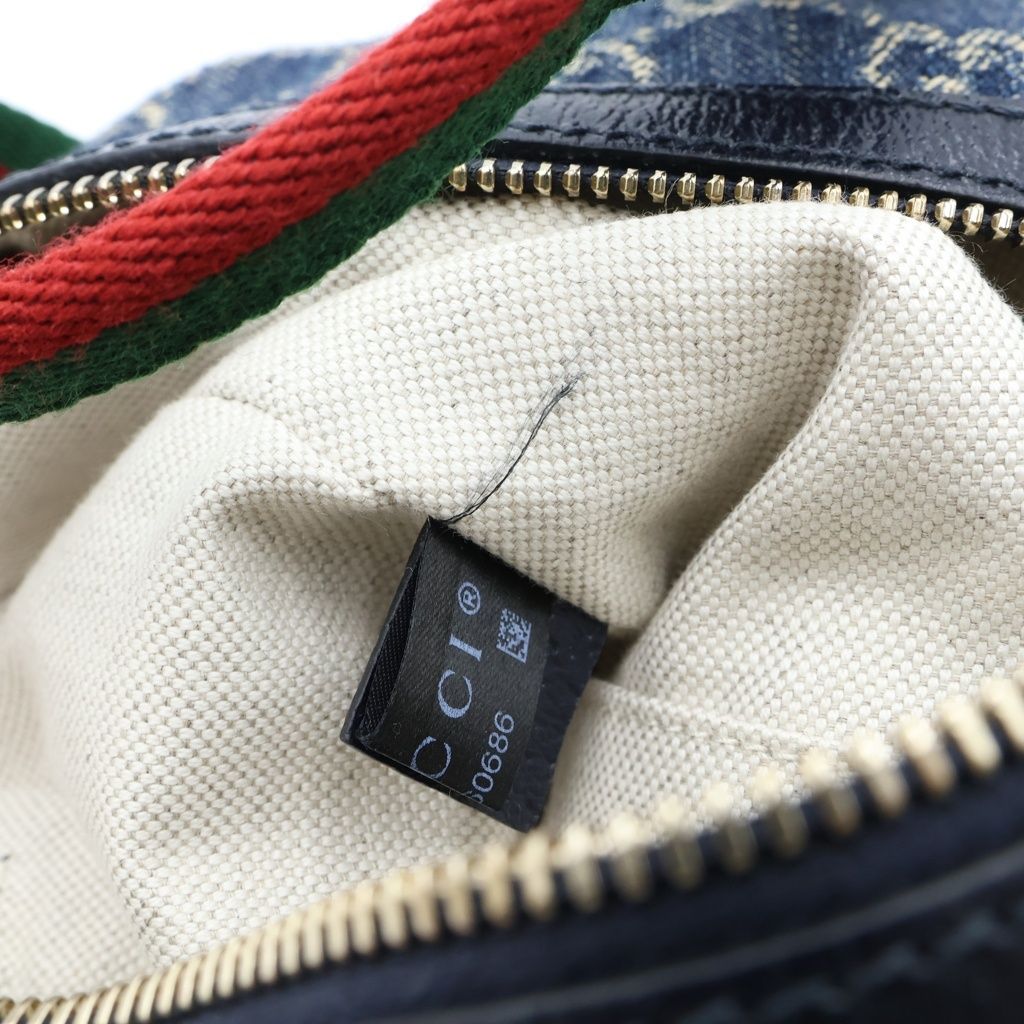 Gucci Ophidia GG Denim Mini Boston Bag 2-Way Indigo Blue Gold — view 7