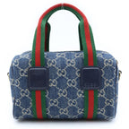 Gucci Ophidia GG Denim Mini Boston Bag 2-Way Indigo Blue Gold — view 2