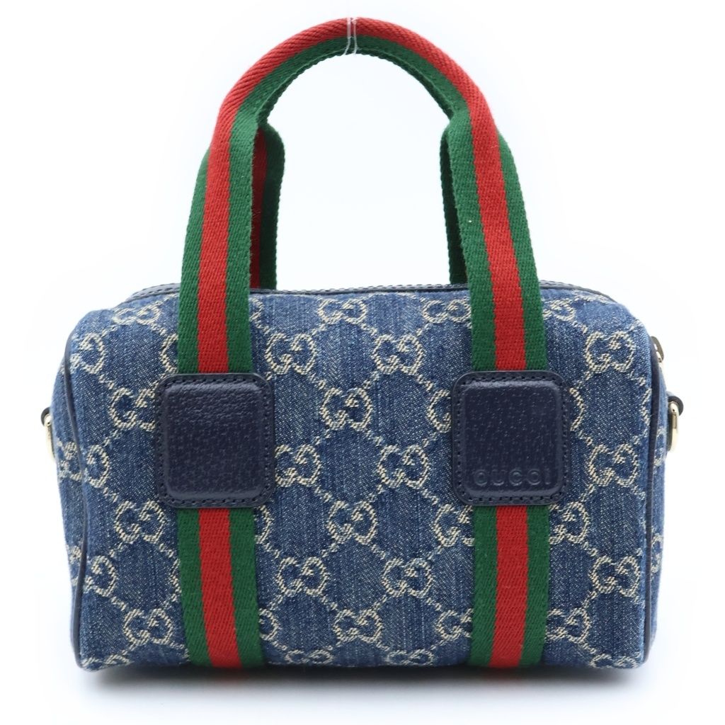 Gucci Ophidia GG Denim Mini Boston Bag 2-Way Indigo Blue Gold — view 2