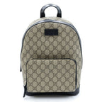 Gucci GG Supreme Backpack Black Beige Leather