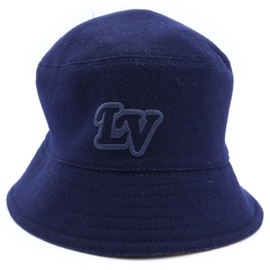 Louis Vuitton Chapeau Monogram Record Wool Cotton Reversible Bucket Hat Navy — view 4