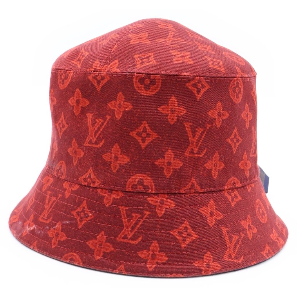 Louis Vuitton Chapeau Monogram Record Wool Cotton Reversible Bucket Hat Navy — view 5