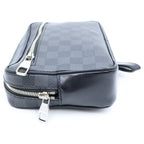 Louis Vuitton Damier Graphite Pochette Kasai Clutch Pouch Case Black Leather — view 3