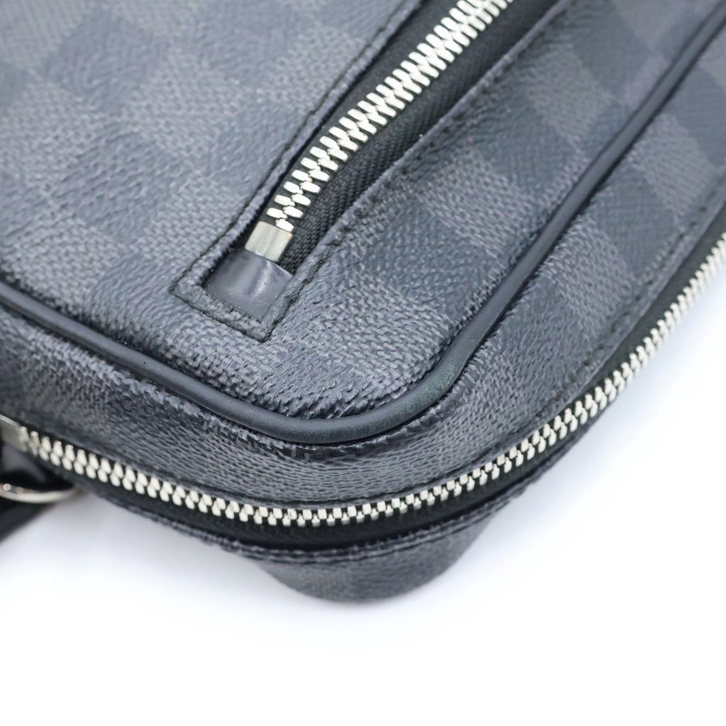 Louis Vuitton Damier Graphite Pochette Kasai Clutch Pouch Case Black Leather — view 6