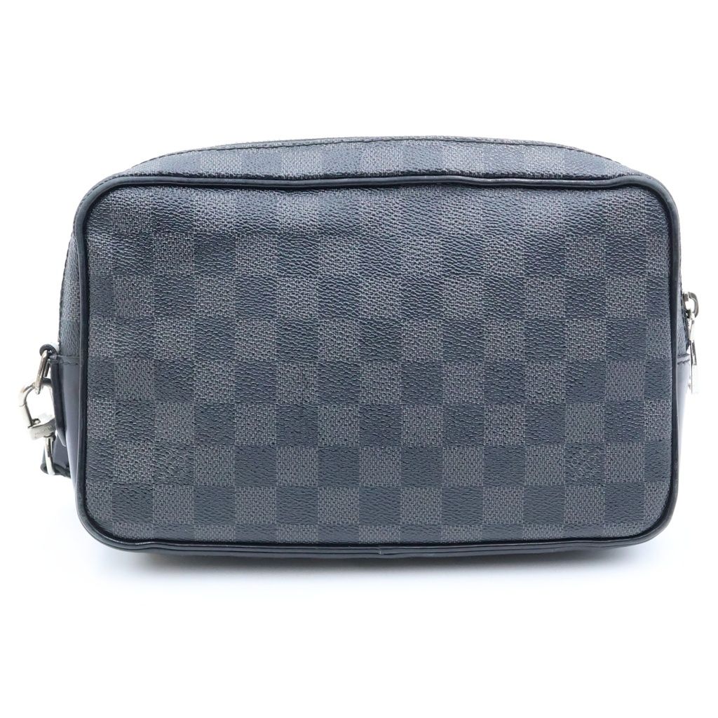 Louis Vuitton Damier Graphite Pochette Kasai Clutch Pouch Case Black Leather — view 2