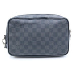 Louis Vuitton Damier Graphite Pochette Kasai Clutch Pouch Case Black Leather — view 2