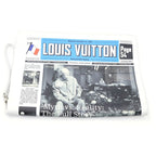 Louis Vuitton Newspaper Clutch White Leather Silver