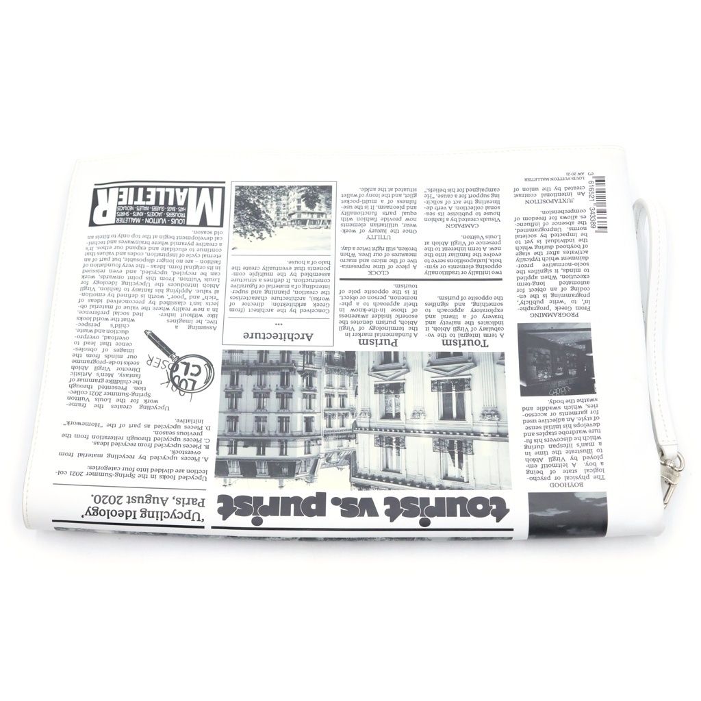 Louis Vuitton Newspaper Clutch White Leather Silver — view 2
