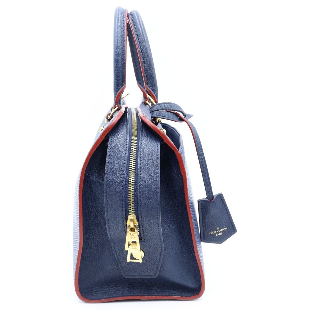 Louis Vuitton Epi Vaneau MM Handbag Leather Gold Navy — view 3