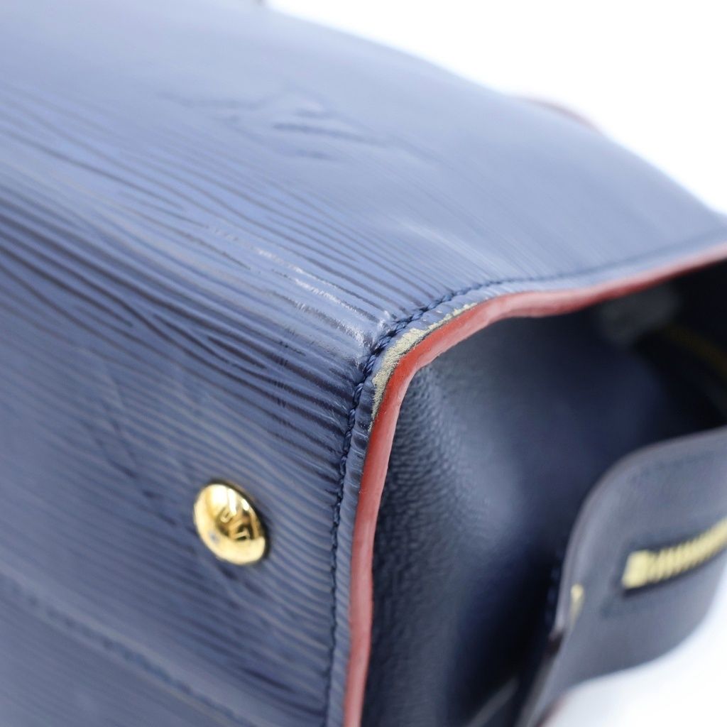 Louis Vuitton Epi Vaneau MM Handbag Leather Gold Navy — view 5
