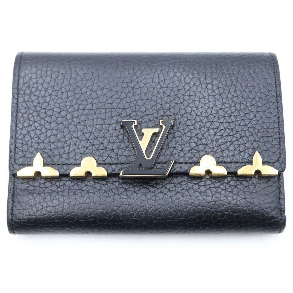 Louis Vuitton Portefeuille Capucines Trifold Wallet Compact Coin Purse Black