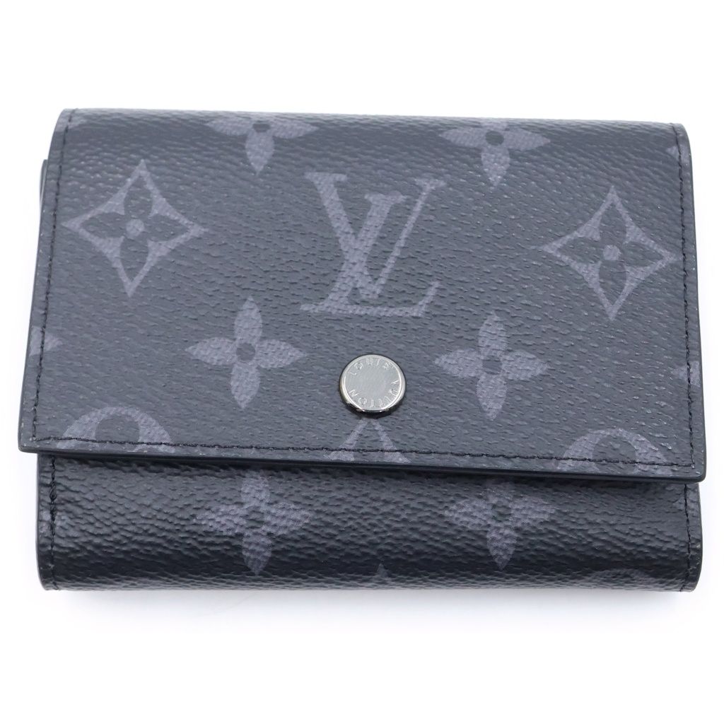 Louis Vuitton Monogram Eclipse Victor Wallet Compact Trifold Black Leather