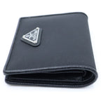 Prada Triangle Logo Compact Wallet Bifold Black Tessuto Nylon — view 3