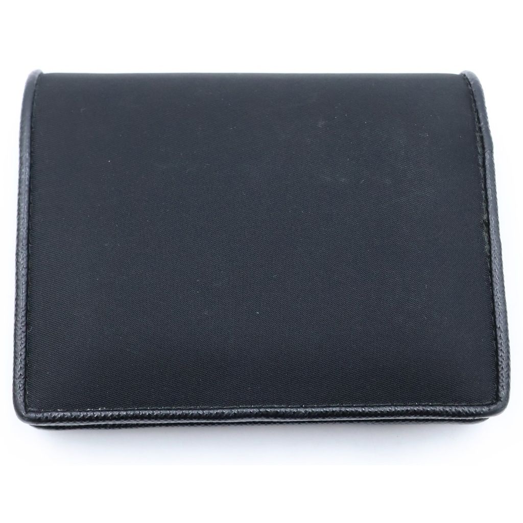 Prada Triangle Logo Compact Wallet Bifold Black Tessuto Nylon — view 2