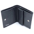 Prada Triangle Logo Compact Wallet Bifold Black Tessuto Nylon — view 5