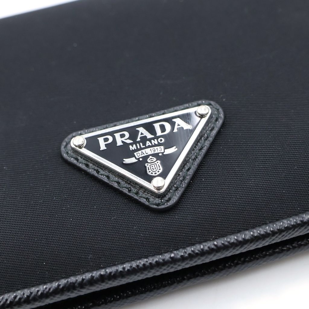 Prada Triangle Logo Compact Wallet Bifold Black Tessuto Nylon — view 4