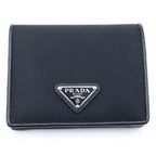 Prada Triangle Logo Compact Wallet Bifold Black Tessuto Nylon