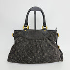Louis Vuitton Monogram Denim Neo Cabby MM Handbag Leather Black Vintage — view 2