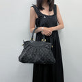 Louis Vuitton Monogram Denim Neo Cabby MM Handbag Leather Black Vintage