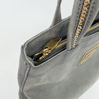 Fendi Nubuck FF Chain Tote Bag Leather Gray Gold Vintage — view 6