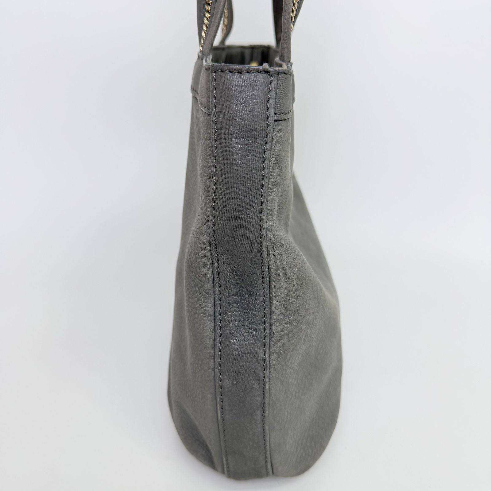 Fendi Nubuck FF Chain Tote Bag Leather Gray Gold Vintage — view 5