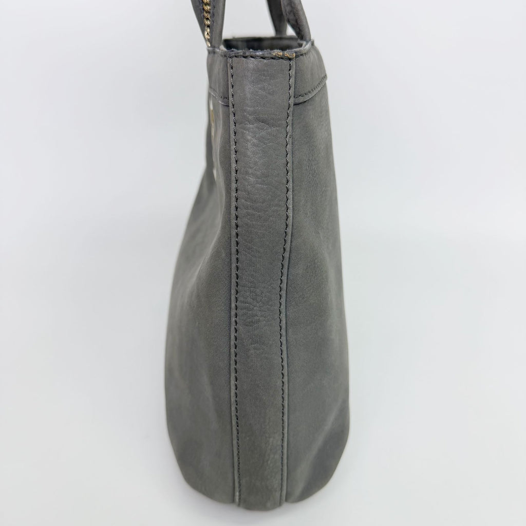 Fendi Nubuck FF Chain Tote Bag Leather Gray Gold Vintage — view 7