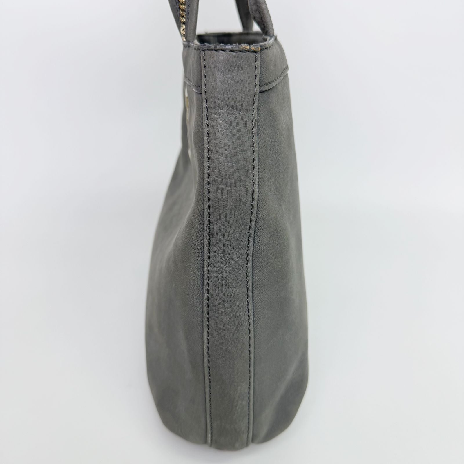Fendi Nubuck FF Chain Tote Bag Leather Gray Gold Vintage — view 7