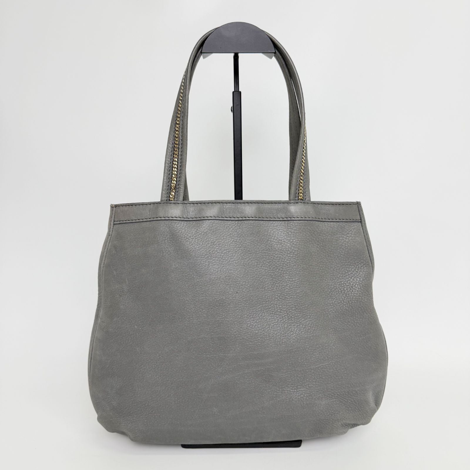 Fendi Nubuck FF Chain Tote Bag Leather Gray Gold Vintage — view 3
