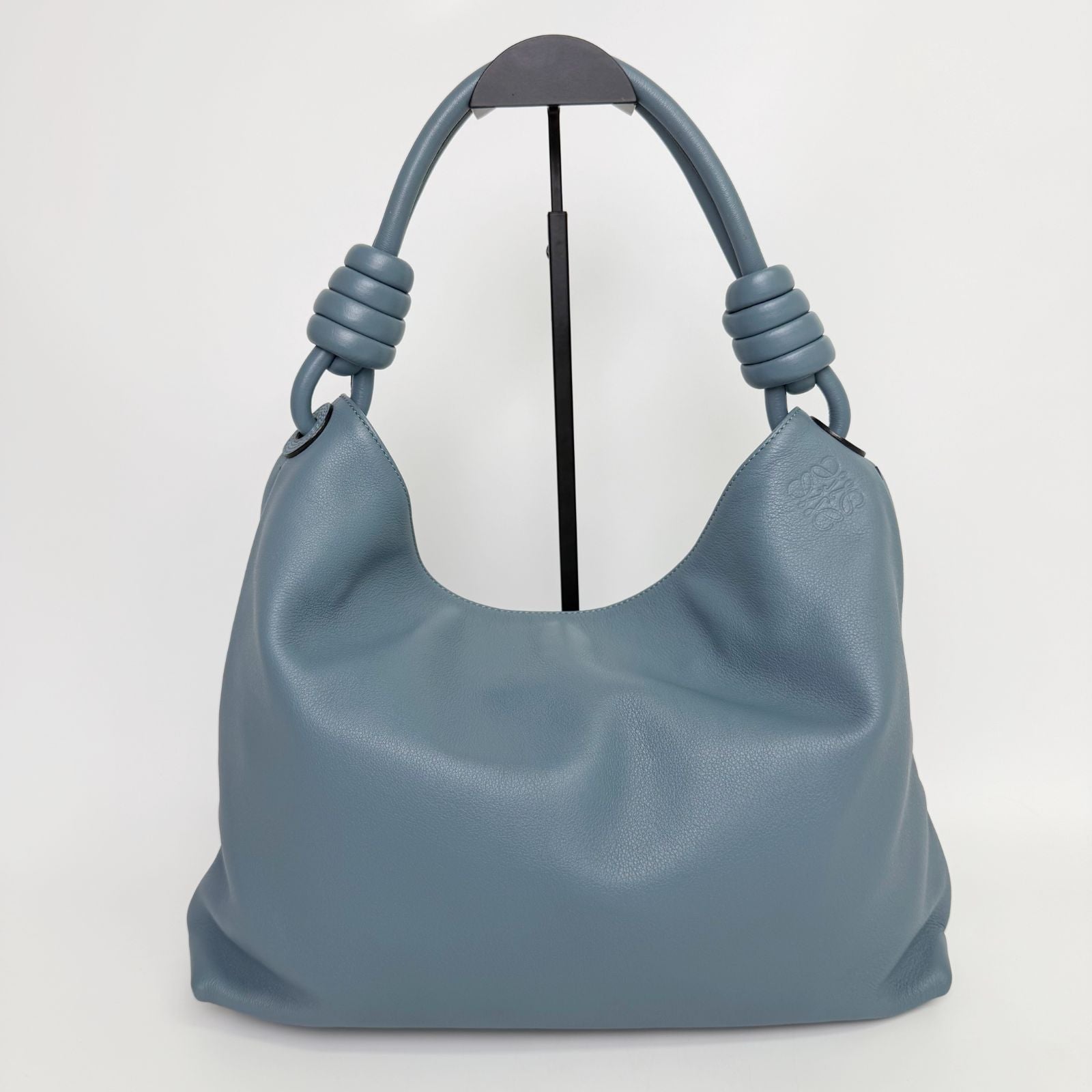 Loewe Flamenco Knot Hobo Shoulder Bag Leather Blue Vintage — view 3