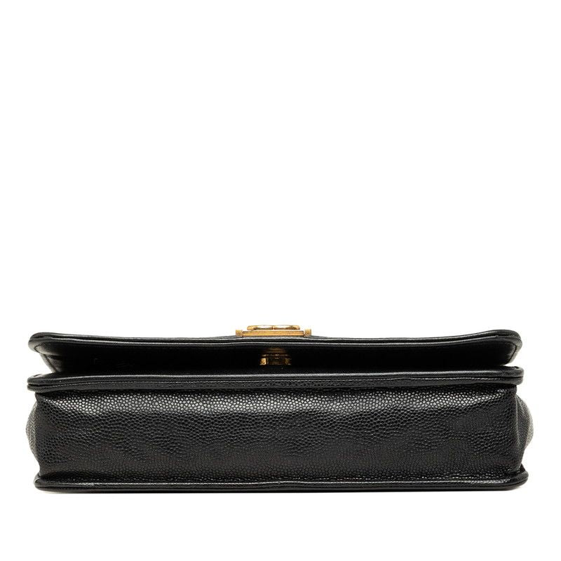 Chanel CC Logo Quilted Chain Wallet Shoulder Bag Black Gold Caviar Leather — view 3