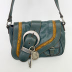 Dior Gaucho Saddle Shoulder Bag Leather Blue Vintage — view 3