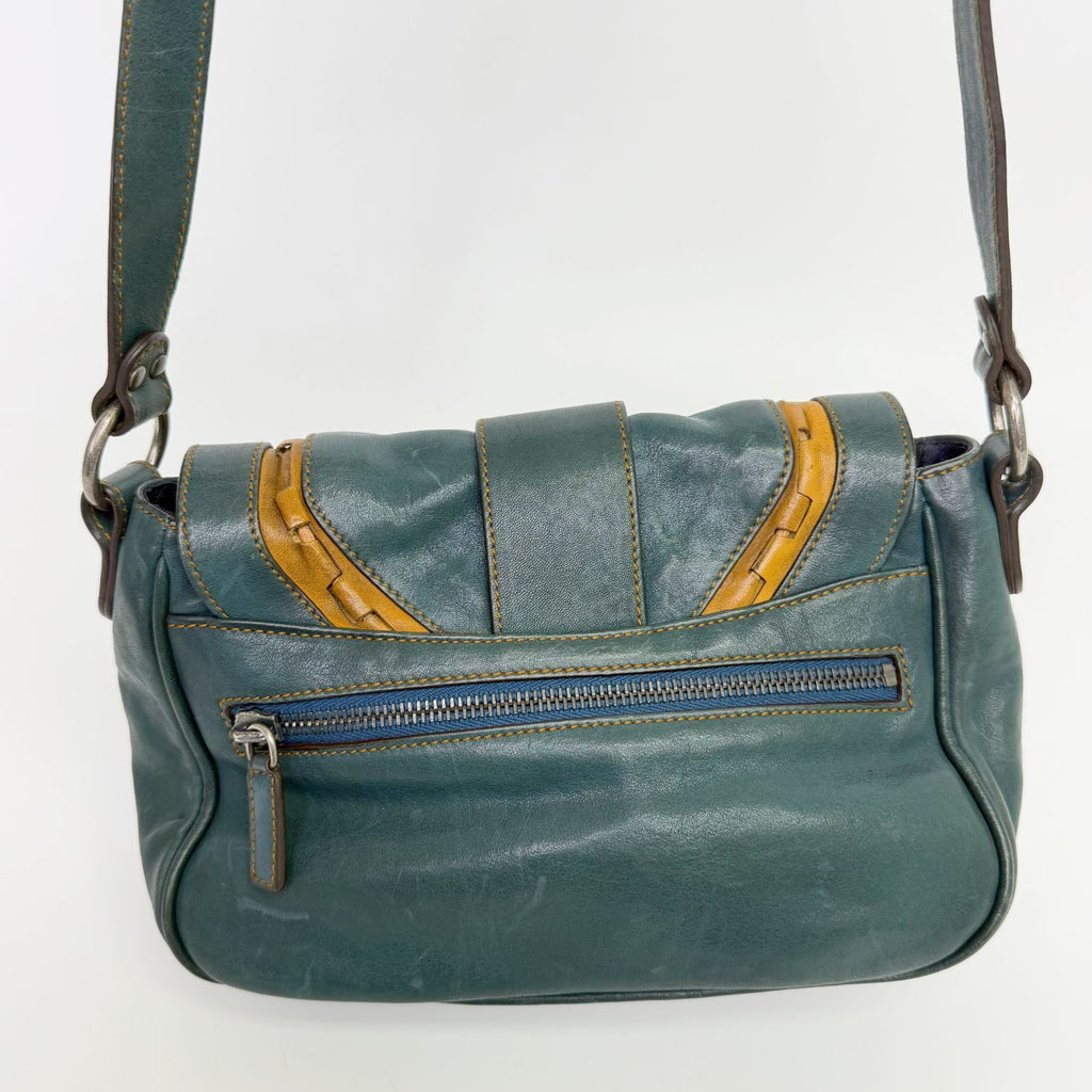 Dior Gaucho Saddle Shoulder Bag Leather Blue Vintage — view 4