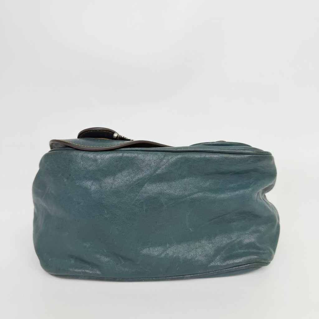 Dior Gaucho Saddle Shoulder Bag Leather Blue Vintage — view 8