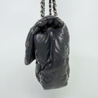 Chanel Quilted Tweed on Stitch Bubble Flap Shoulder Bag Nylon Black Silver Seal — view 6
