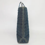 Chanel CC Logo Plastic Chain Handbag Denim Blue Seal Vintage — view 6