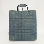 Chanel CC Logo Plastic Chain Handbag Denim Blue Seal Vintage — view 3